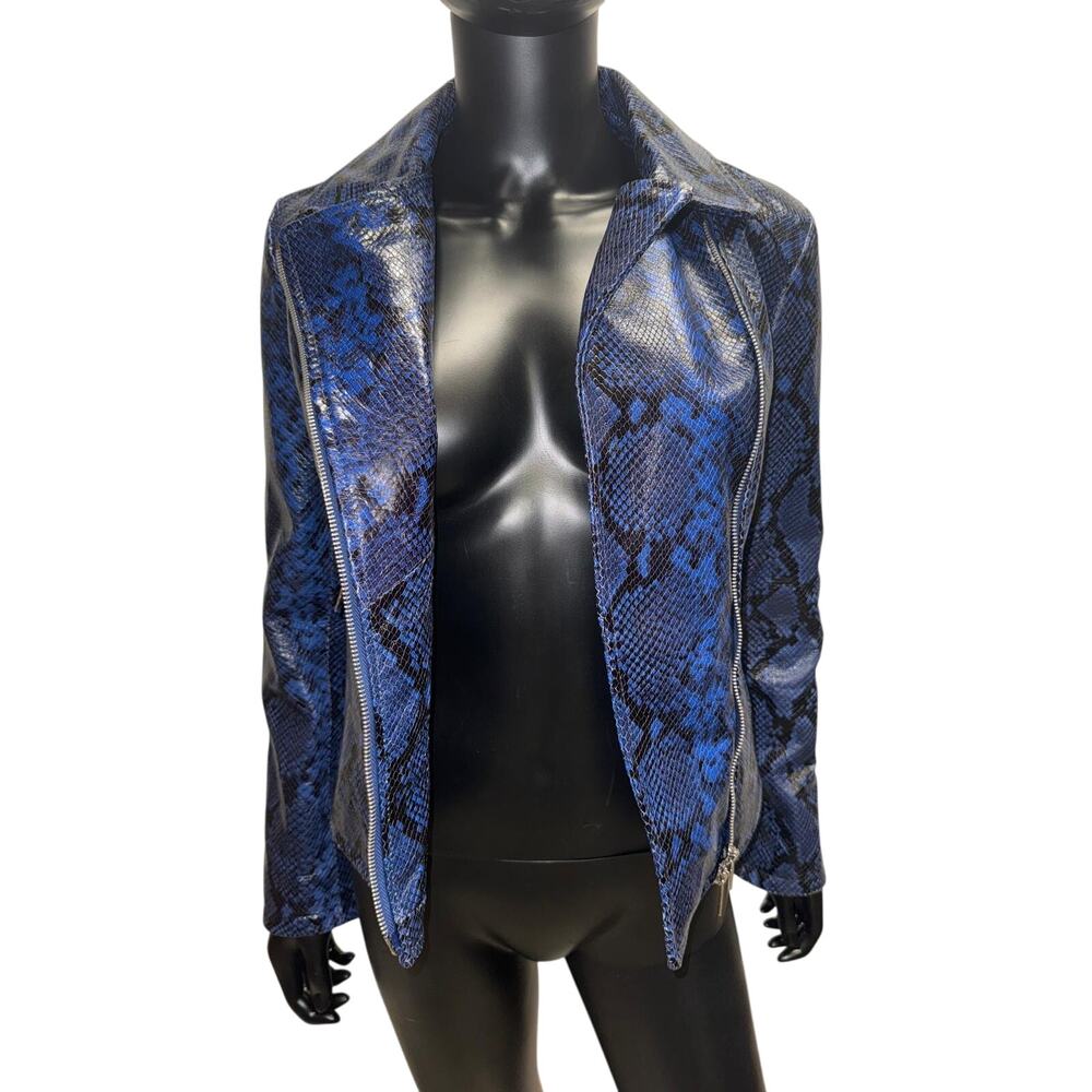 Amen Italy Snake-Print Shearling Biker Jacket – NWT – Size 2/XS